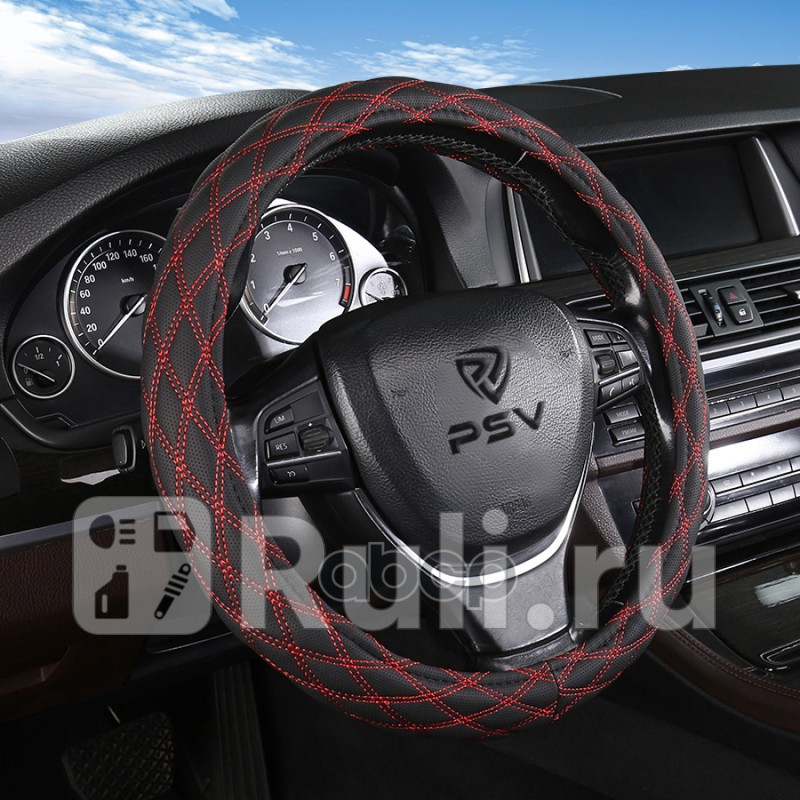 Оплетка на руль PSV RADIKAL ЧерныйОтстрочка красная 2XL экокожа PSV 136039 660₽