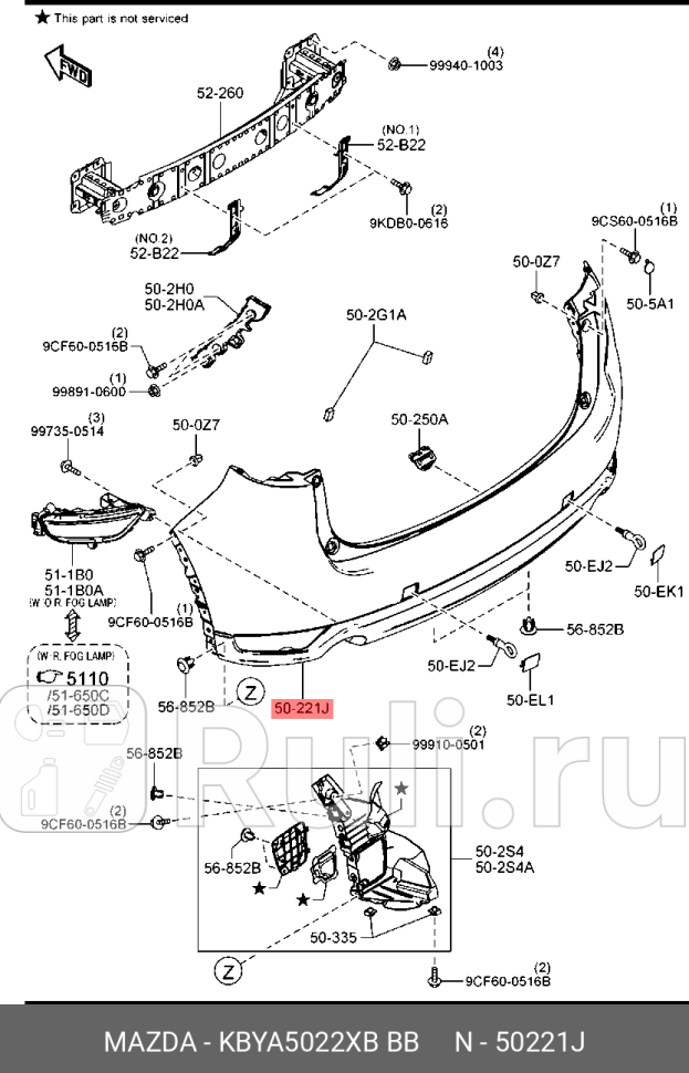 Бампер задний MAZDA KBYA5022XBBB 0₽