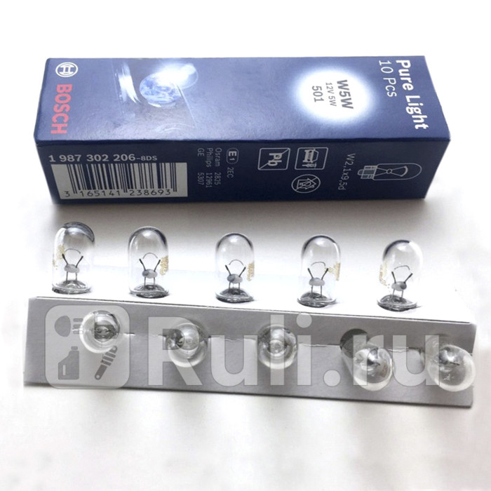 Лампа STANDARD W5W 12V 5W 1987302206 BOSCH 1987302206 30₽
