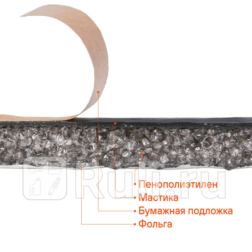 Шумоизоляция Airline звуко Изол Ф10 500 x 700 КС водостойк10 ммс допвибродемпффольга ППЭ AIRLINE ADSI018 760₽