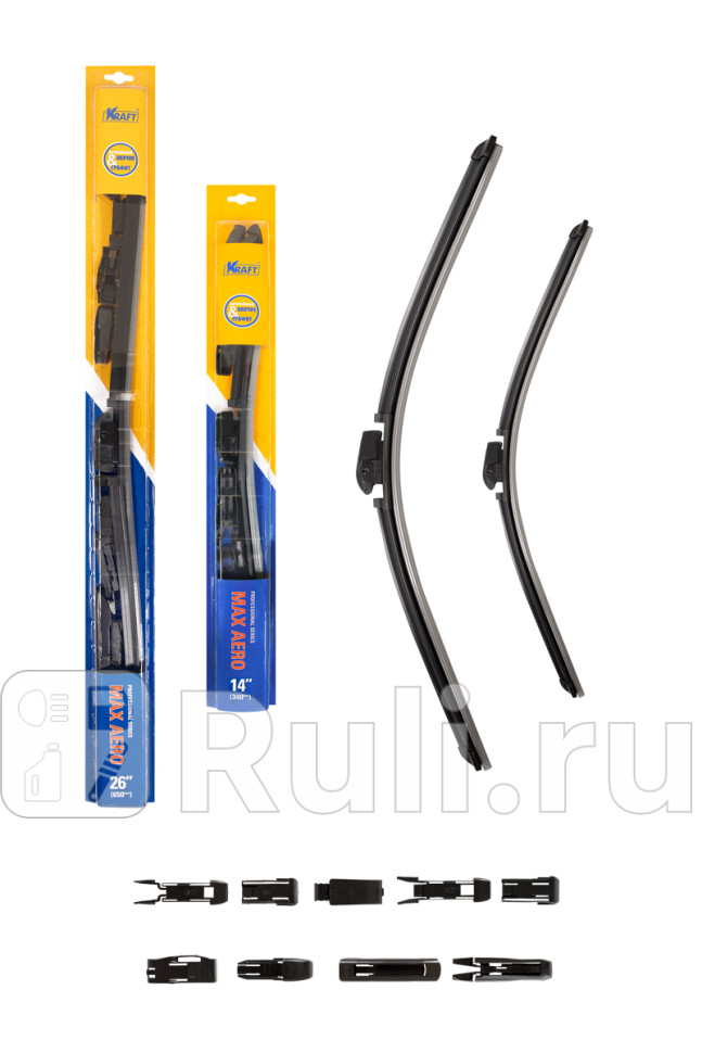 Щетки стеклоочистителя бескаркасные 650340мм компл KRAFT KT 830894 1210₽