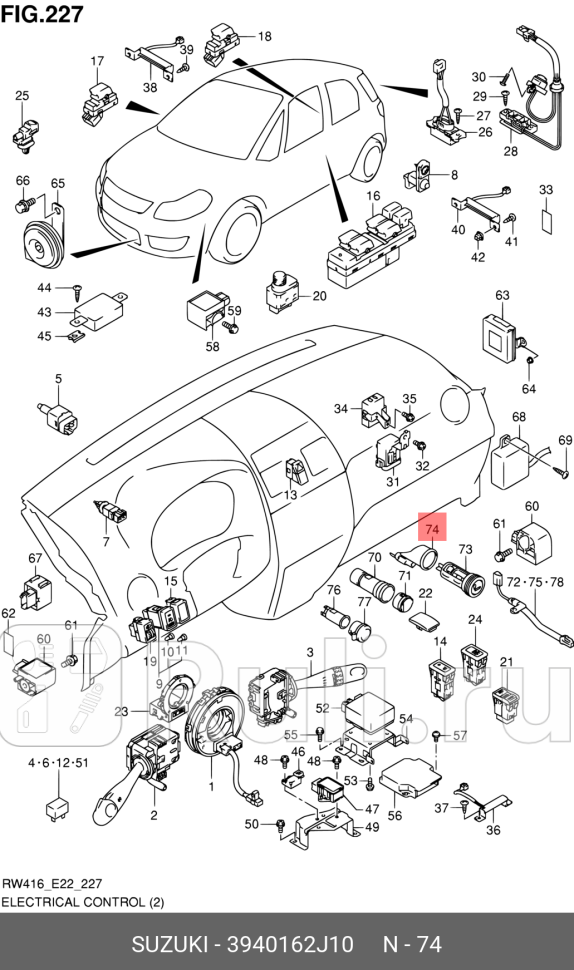 Гнездо прикуривателя без подсветки SUZUKI 3940162J10 0₽