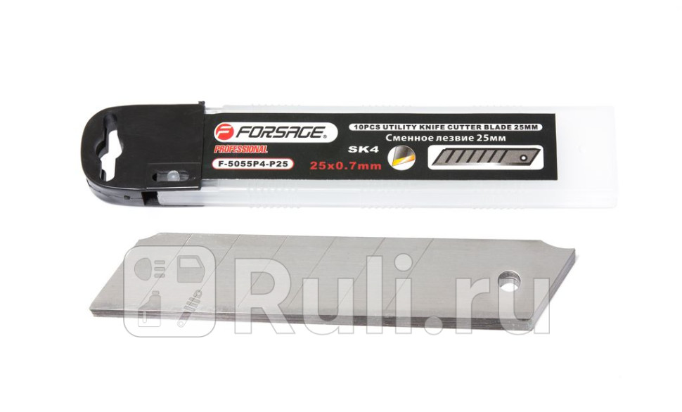 Лезвия для ножа сменные 25 мм 10 пр в пластиковом футляре Forsage F-5055P4-P25 560₽