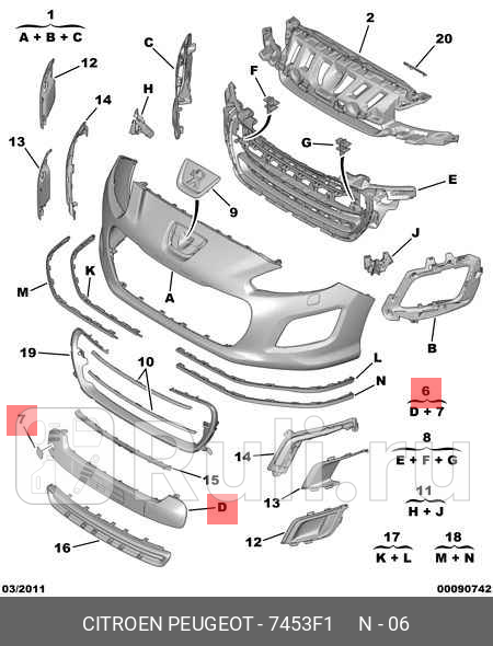 МОЛДИНГ БАМПЕРА ТЕКСТУРНЫЙ PROTECTEU PSA 7453F1 0₽