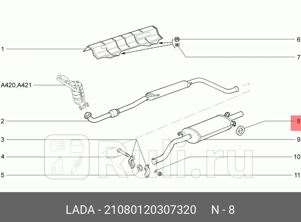 Подушка крепления глушителя ваз-2108 бублик лада-имидж брт LADA 21080-1203073-20 150₽