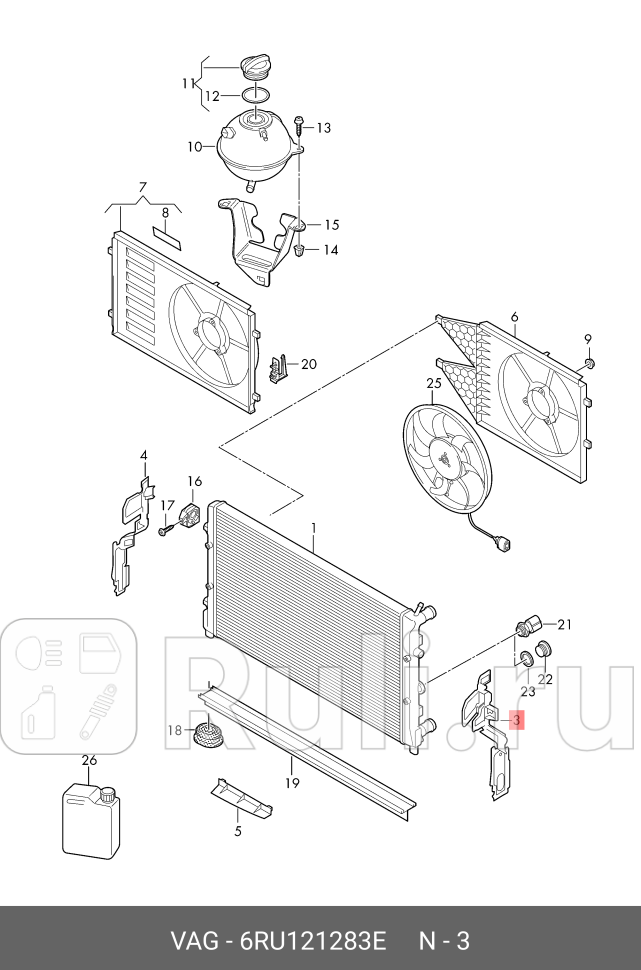 Крепление радиатора левое для Volkswagen Polo седан 2010-2015 VAG 6RU121283E 2720₽