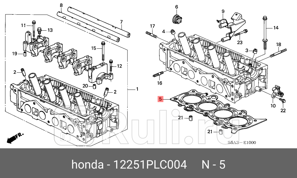 Прокладка головки блока цилиндров HONDA 12251PLC004 0₽