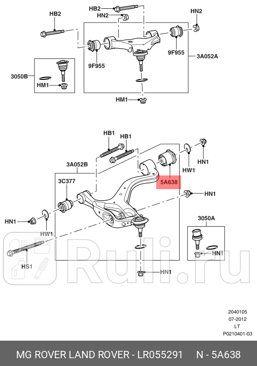 сайлентблок рычага нижн зад Land Rover Range Rover Sport 05 LAND ROVER LR055291 0₽