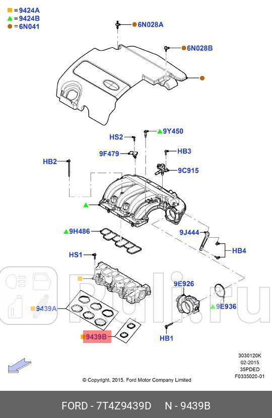 ПРОКЛАДКА ВПУСКНОГО КОЛЛЕКТОРА FORD 7T4Z-9439-D 620₽