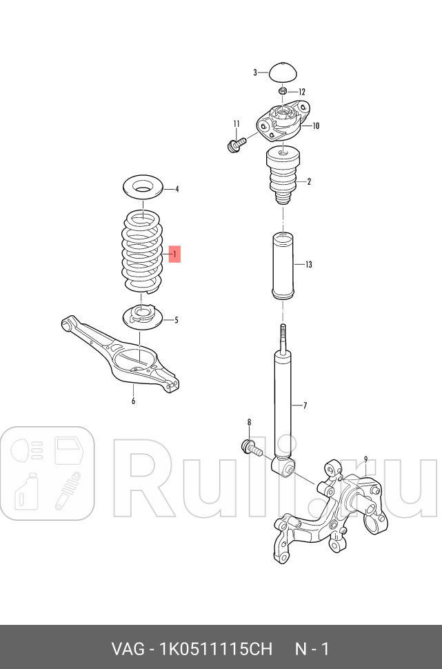 Пружина VAG 1K0511115CH 0₽