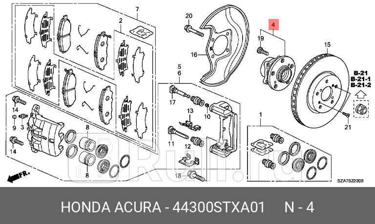 Ступица колеса перед лев HONDA 44300STXA01 20220₽