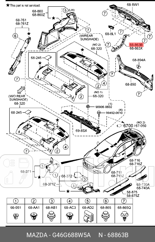 Накладка кузова пластиковая MAZDA G46G-68-8W5A 0₽
