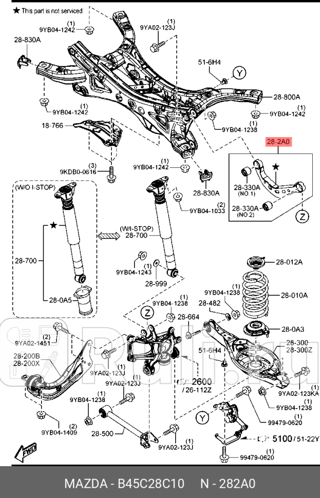 Рычаг подвески MAZDA B45C28C10 0₽