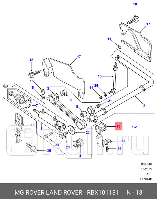втулка стабилизатора d35 Land Rover Discovery 98-04 LAND ROVER RBX101181 0₽
