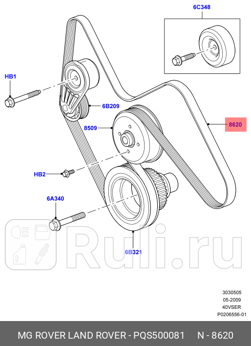 Ремень поликлиновой ORG LAND ROVER PQS500081 0₽