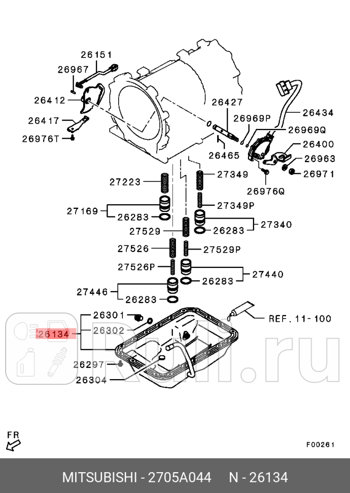 Поддон масляныйкорпуса акпп MITSUBISHI 2705A044 10080₽