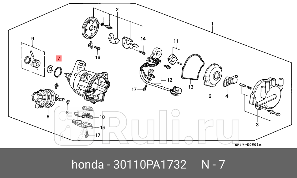Кольцо уплотнительное распределителя зажигания 30110p45g01 HONDA 30110-PA1-732 370₽