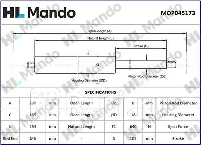 Амортизатор капота MANDO MOP045173 1390₽