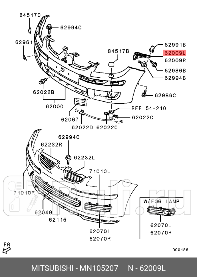 Кронштейн бампера colt 04- MITSUBISHI MN105207 0₽