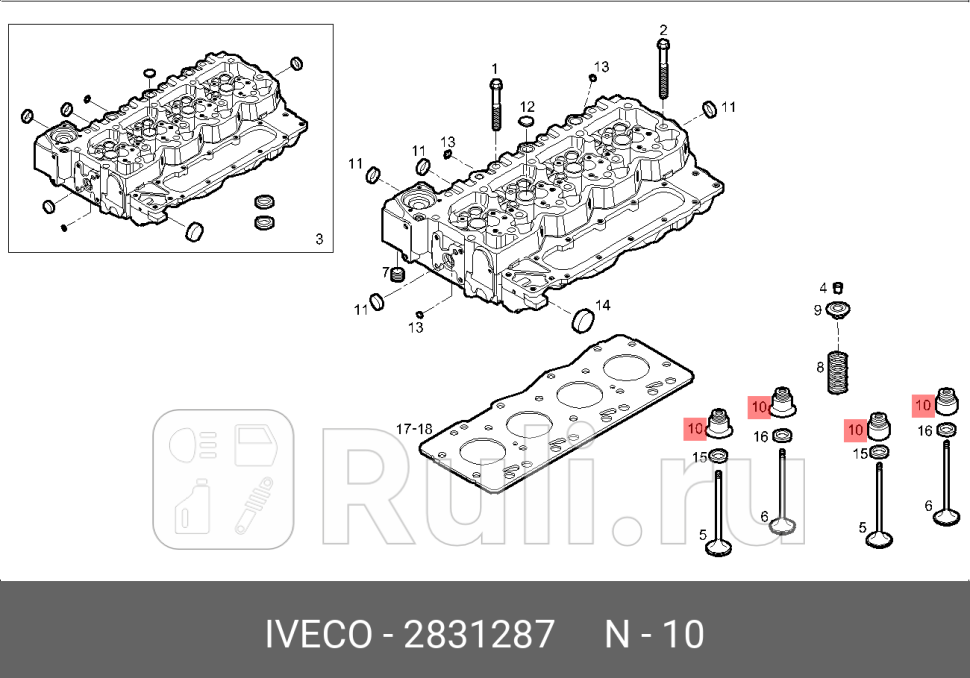 маслосъемный колпачек 24xIVECO F4AE0481F4AE3481 TECTOR IVECO 2831287 0₽