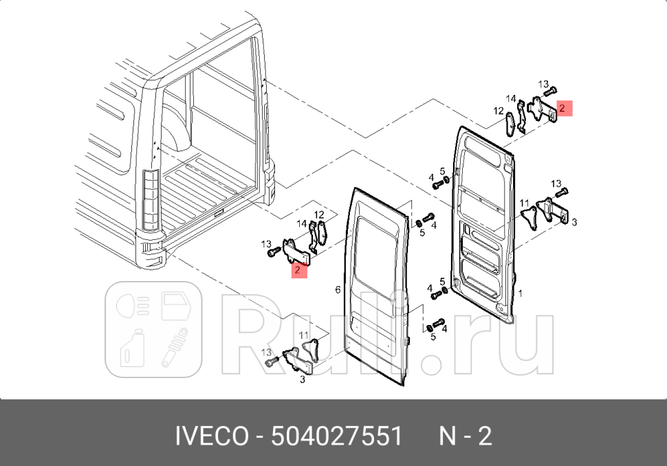 петля двери заднейверхняя открытие 180градIveco Daily IVECO 504027551 0₽