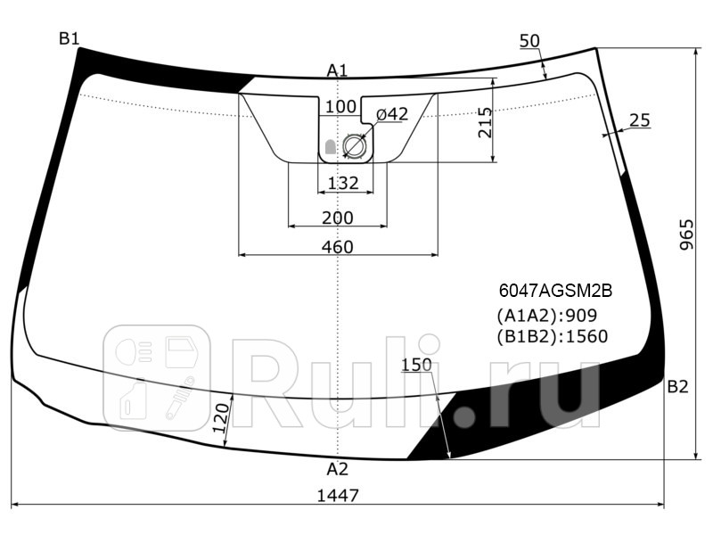 Стекло лобовое Датчик дождя Nissan X-Trail 07-15 AGC 6047AGSM2B 8320₽