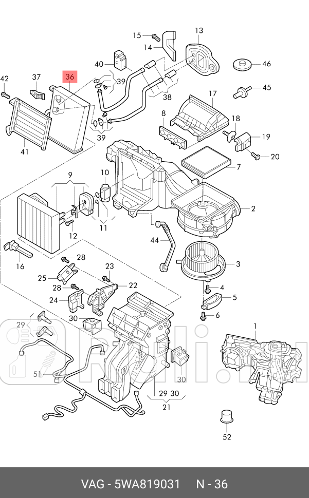 Радиатор печки skoda octavia 12 audi tt vw golf 14 VAG 5WA819031 26490₽