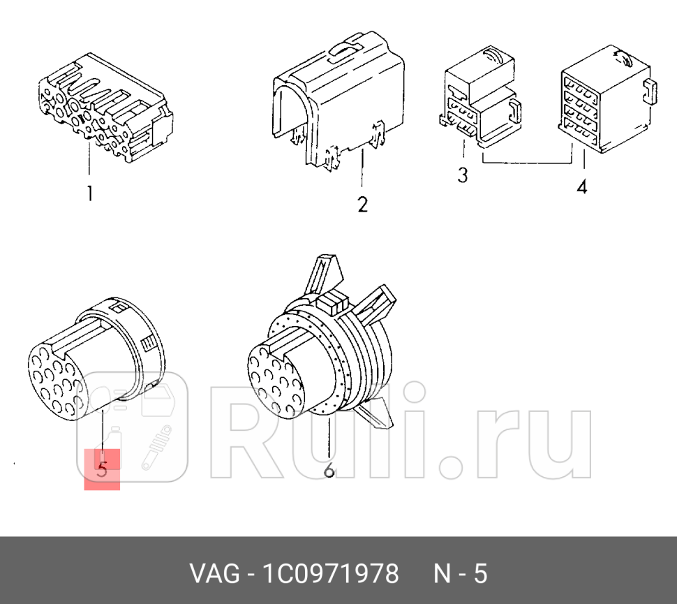 КОРПУС КРУГЛОГО РАЗЪЕМА РОЗЕТКИ ФАРКОПА VAG 1C0971978 0₽