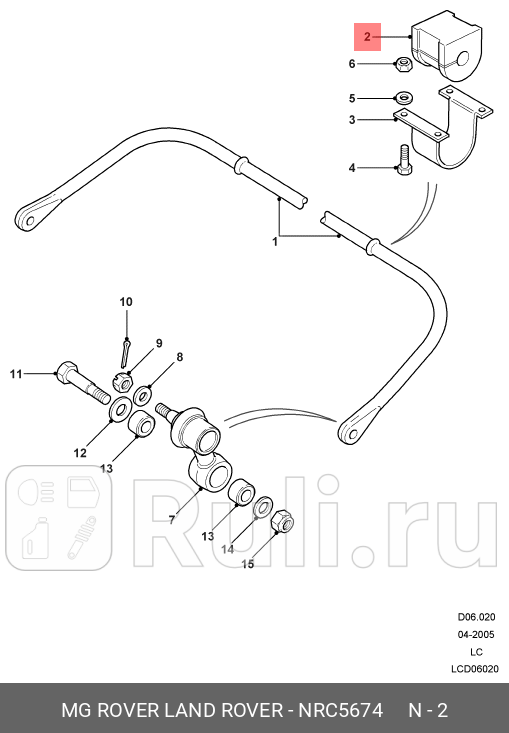 втулка стабилизатора Land Rover Defender 87-07 LAND ROVER NRC5674 0₽