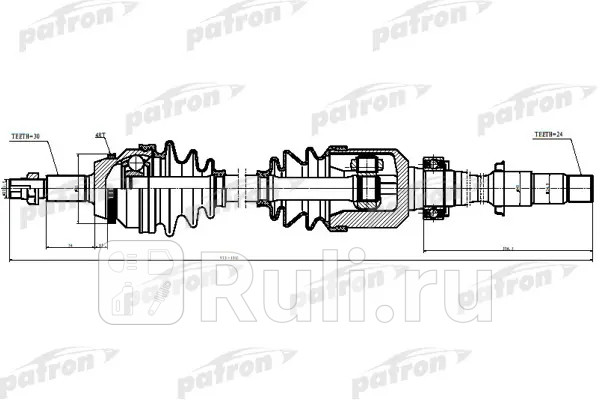 Полуось прав LEXUS RX330 RX350 04-09 TOYOTA CAMRY 02-06 HIGHLANDER 01-07 SOLARA 04-08 30 33 PATRON PDS6272 13530₽