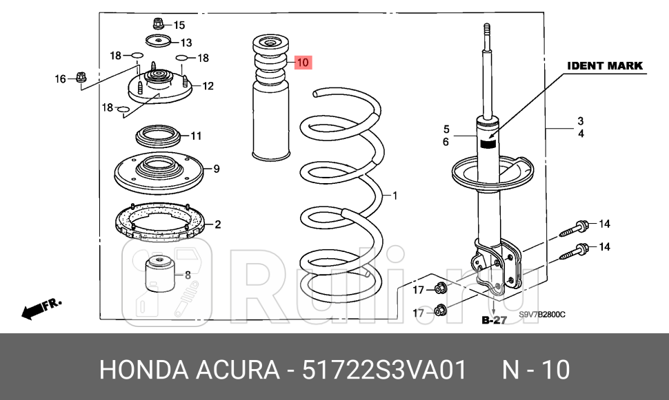 Пыльник амортизатора с отбойником 51722s3va01 HONDA 51722S3VA01 0₽