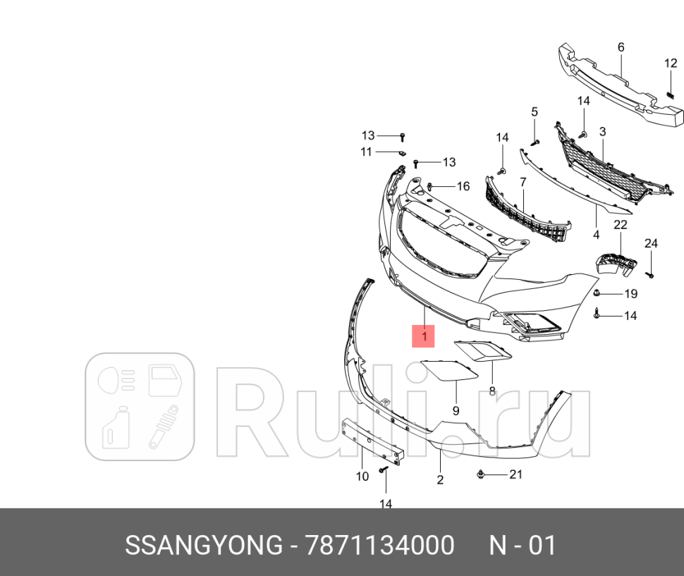 накладка бампера передняя SsangYong New Action G20D20 10 SSANG YONG 7871134000 0₽