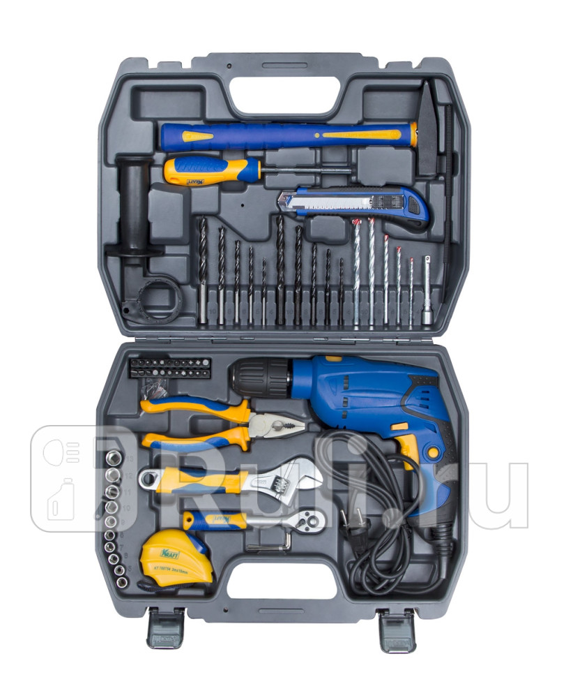 Набор инструментов 60 предметов KRAFT с дрелью пластиковый кейс KRAFT KT 703005 0₽