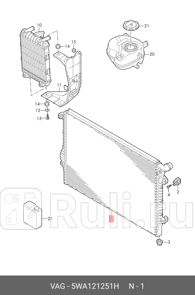 Радиатор системы охлаждения VW TIGUAN 2016 VAG 5WA121251H 19410₽