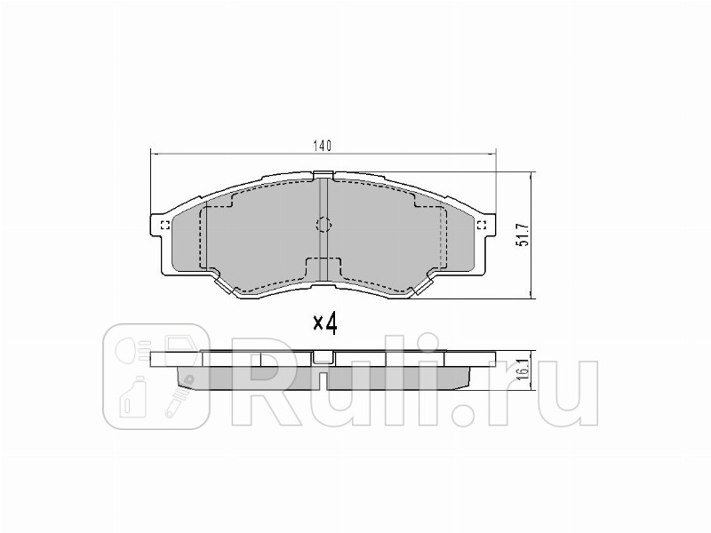 Колодки тормозные перед TOYOTA HILUX 05- короткая база SAT ST-04465-0K160 430₽