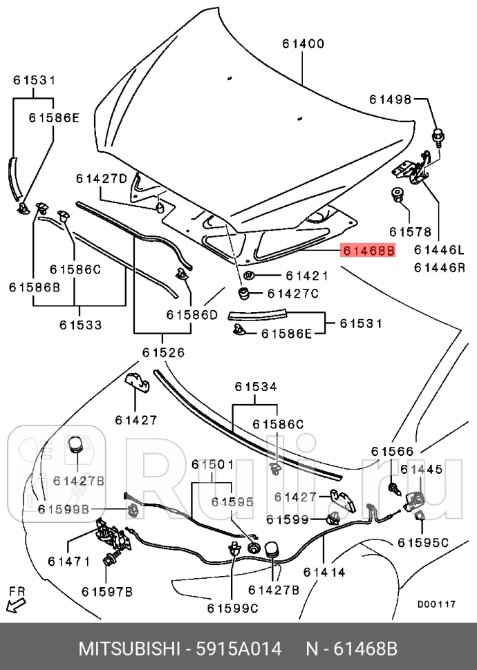 Обшивка капота MITSUBISHI 5915A014 5130₽