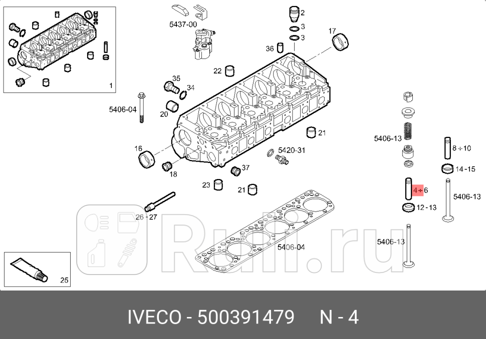направляющая клапанавпуск12x STDIVECO Cursor 10 IVECO 500391479 0₽