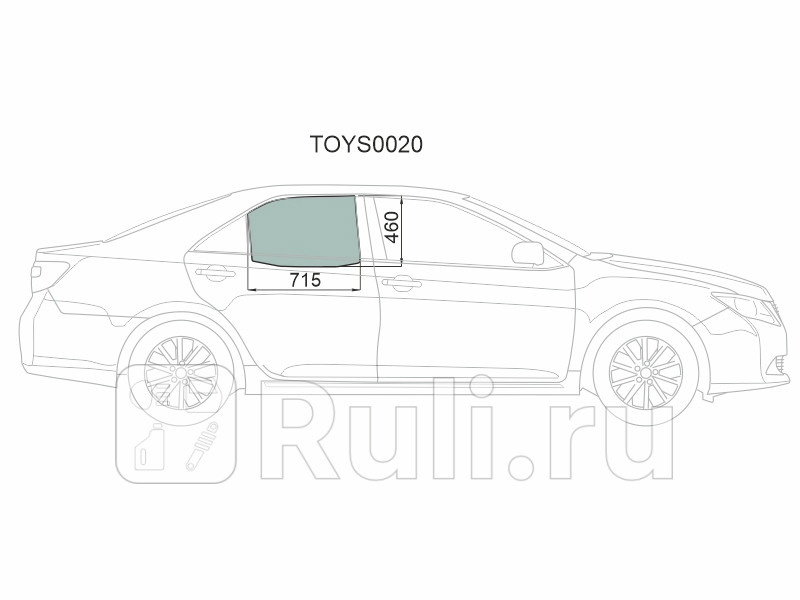 Стекло двери задней правой для Toyota Camry V50 2011-2014 KMK TOYS0020 3050₽