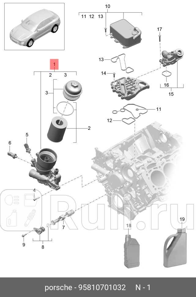 корпус масляного фильтра Porsche Panamera 10-16 VAG 95810701032 0₽