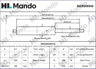 Амортизатор капота MANDO MOP045543 1380₽