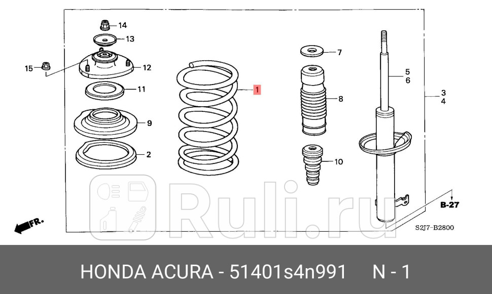 Пружина подвески 51401s4n991 HONDA 51401-S4N-991 0₽