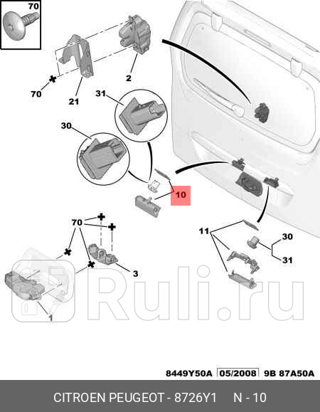 Накладка декоративная контактная задней двери Partnet Tepee PSA 8726Y1 7940₽