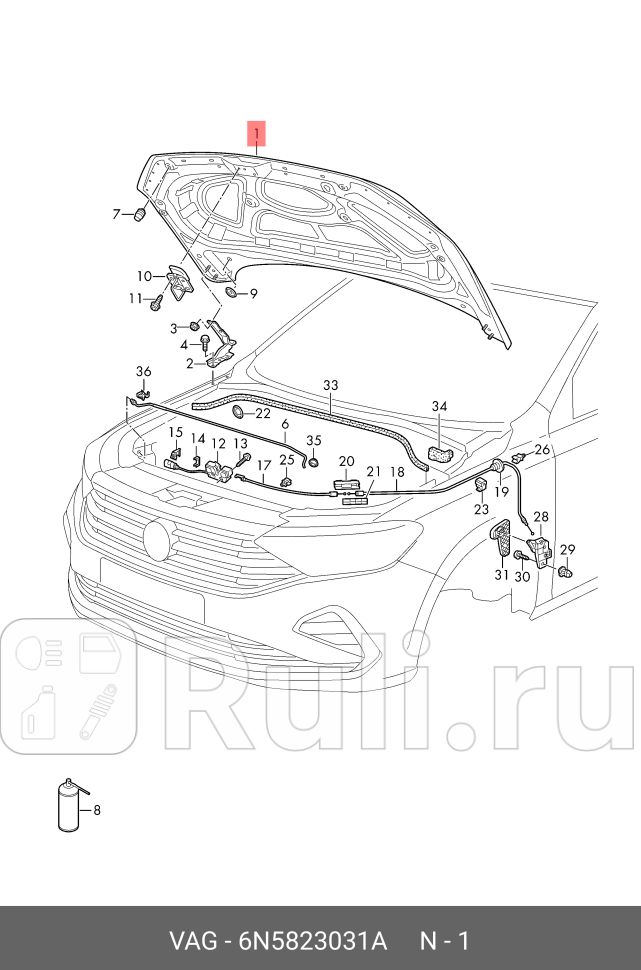 Капот POLO 2020- VAG 6N5823031A 0₽