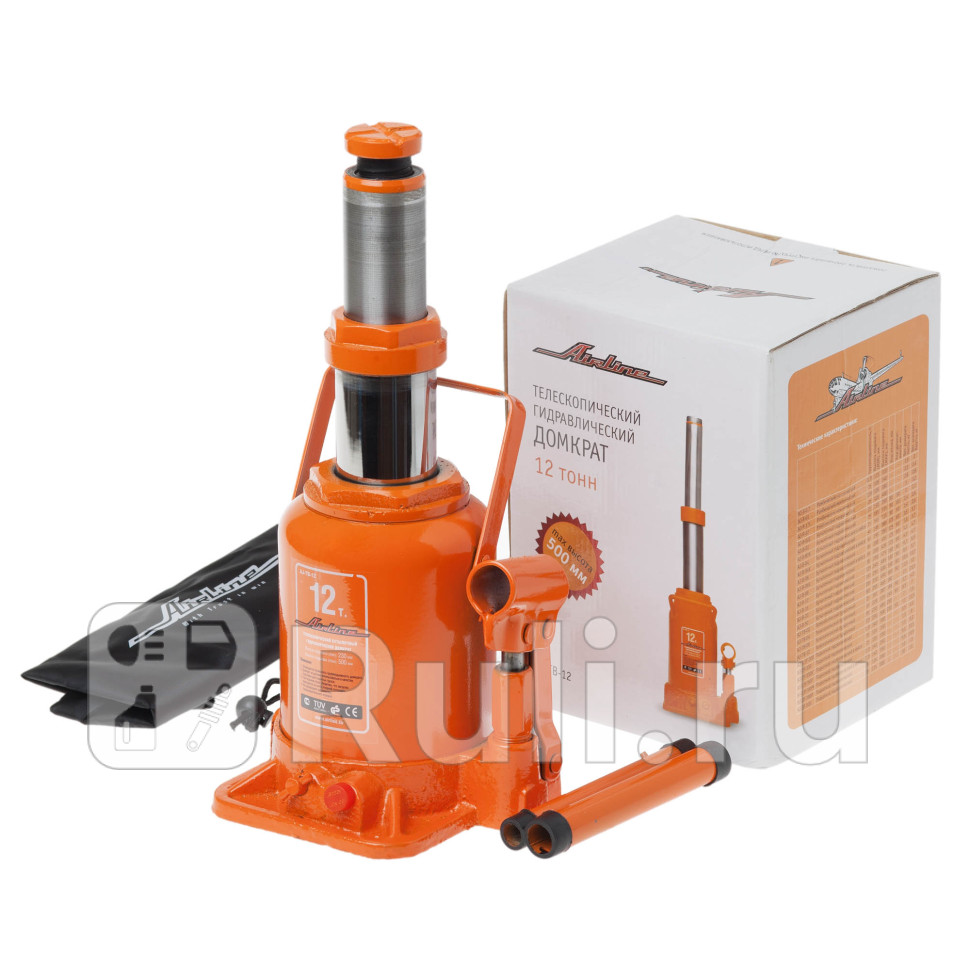 Домкрат бутылочный 12 т 230-500 мм AIRLINE телескопический в сумке AIRLINE AJ-TB-12 8010₽