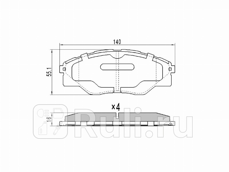 Колодки тормозные перед TOYOTA HILUX KUN1 2 3 04-12 SAT ST-04465-0K290 440₽