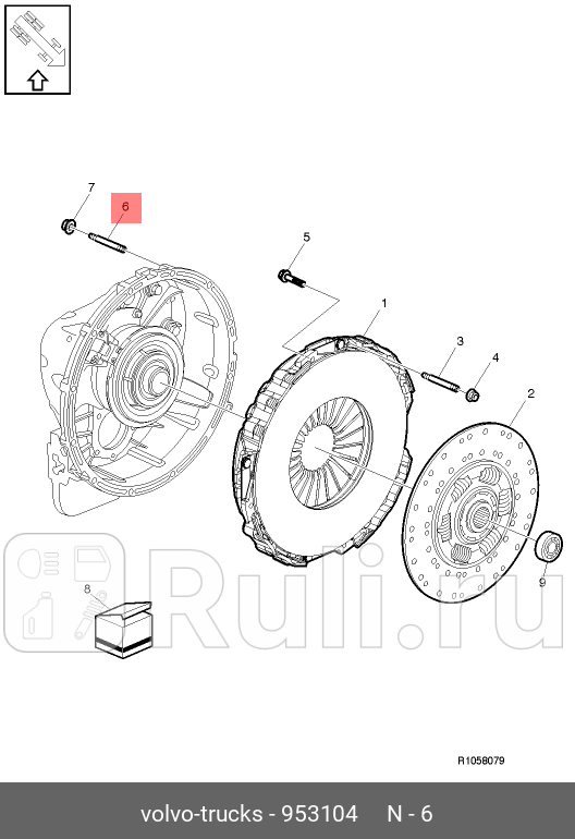 шпилька крепления картера сцепления M12x75 VOLVO VOLVO 953104 1020₽
