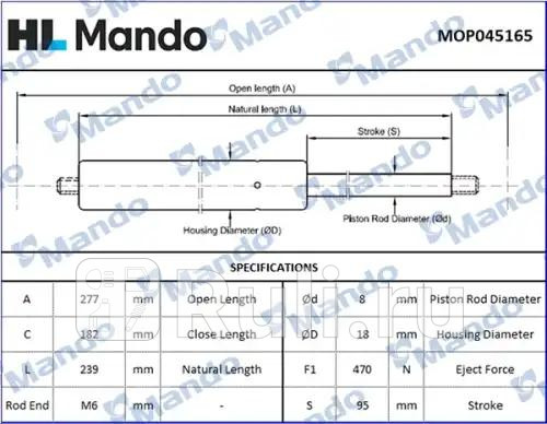 Амортизатор капота MANDO MOP045165 1260₽