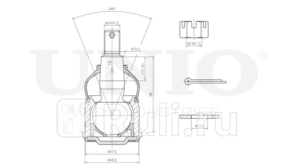 Опора шаровая передняя нижняя UNIO SSP-20029 1160₽