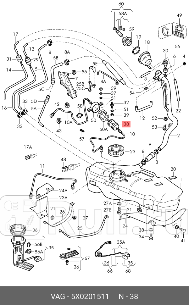 фильтр топливный gol VAG 5X0201511 0₽