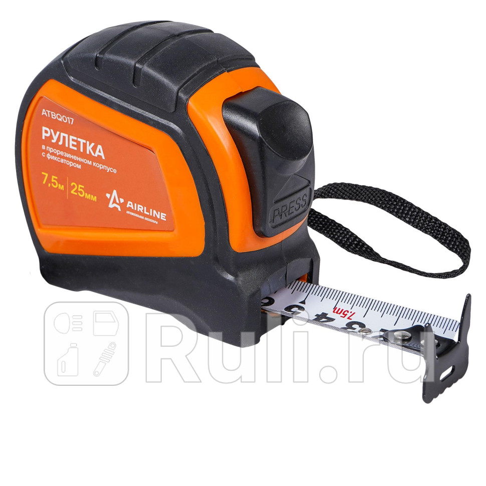 Рулетка 75 м х 25 мм Airline в прорезиненном корпусе с фиксатором AIRLINE ATBQ017 970₽